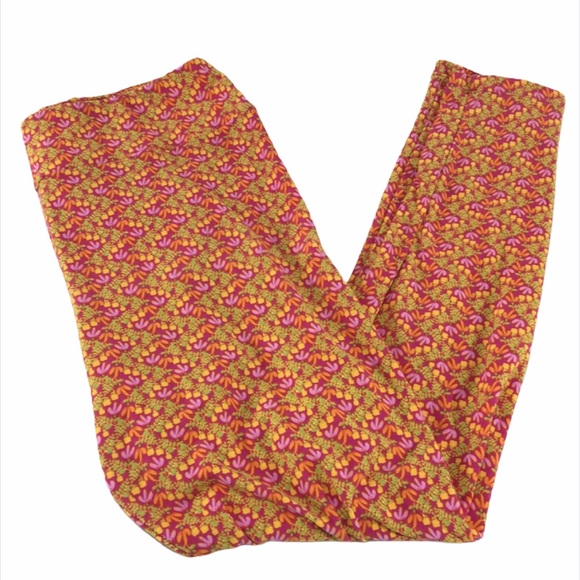 LuLaRoe Floral Leggings Pink, Orange, Tall & Curvy - Picture 7 of 7